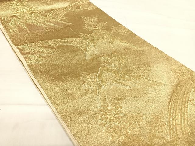 平和屋着物◎六通柄京袋帯 風景文 金糸 正絹 逸品 AABE3659yx