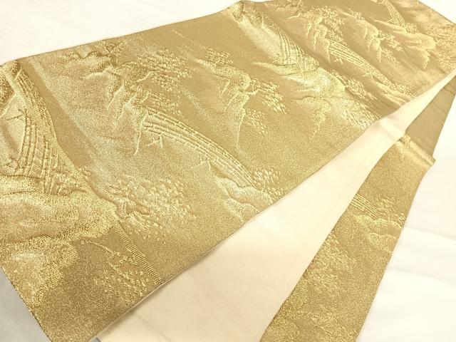 平和屋着物◎六通柄京袋帯 風景文 金糸 正絹 逸品 AABE3659yx