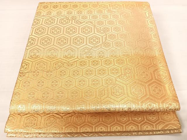 平和屋着物◎佐賀錦 全通柄袋帯 亀甲繋ぎ 金糸 正絹 逸品 AABE3660yx