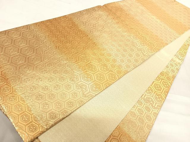 平和屋着物◎佐賀錦 全通柄袋帯 亀甲繋ぎ 金糸 正絹 逸品 AABE3660yx