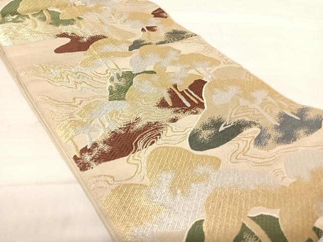 平和屋着物◎六通柄袋帯 唐織 浜松文 金銀糸 正絹 逸品 AABE3661yx
