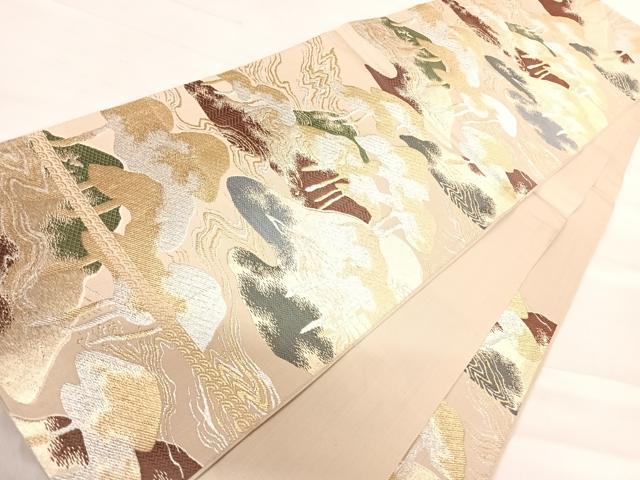平和屋着物◎六通柄袋帯 唐織 浜松文 金銀糸 正絹 逸品 AABE3661yx