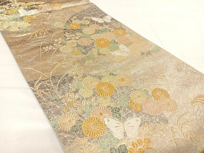 平和屋着物◎六通柄袋帯 唐織 九百錦 蒔絵百景 金糸 正絹 逸品 AABE3662yx