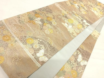 平和屋着物◎六通柄袋帯 唐織 九百錦 蒔絵百景 金糸 正絹 逸品 AABE3662yx