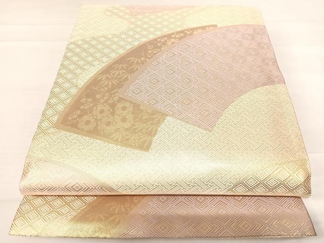 平和屋着物◎佐賀錦 両面六通柄袋帯 地紙吉祥文 金糸 正絹 逸品 AABE3664yx