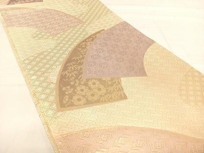 平和屋着物◎佐賀錦 両面六通柄袋帯 地紙吉祥文 金糸 正絹 逸品 AABE3664yx