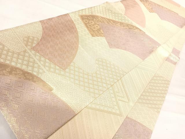 平和屋着物◎佐賀錦 両面六通柄袋帯 地紙吉祥文 金糸 正絹 逸品 AABE3664yx