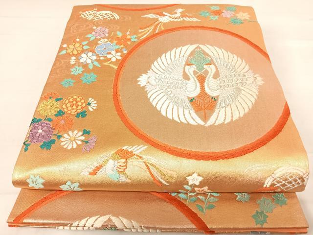 平和屋着物◎六通柄袋帯 唐織 丸紋慶長小紋 金銀糸 正絹 逸品 AABE3673yx