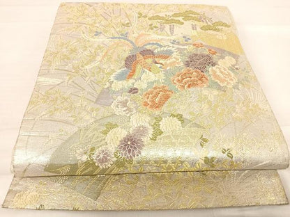 平和屋着物◎六通柄袋帯 蒔絵 鳳凰花文 金銀糸 正絹 逸品 AABE3675yx