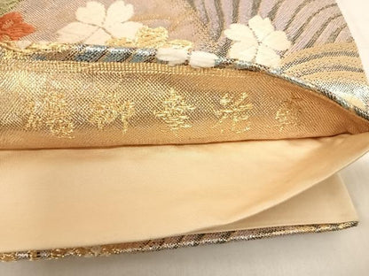 平和屋着物◎六通柄袋帯　唐織　箔錦つづれ　磯御幸花車　金糸　正絹　逸品　AABE3686yx