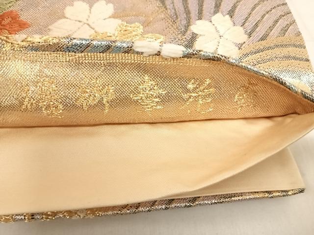 平和屋着物◎六通柄袋帯　唐織　箔錦つづれ　磯御幸花車　金糸　正絹　逸品　AABE3686yx