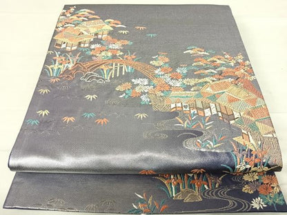 平和屋着物◎六通柄袋帯 唐織 御所解文様 金銀糸 正絹 逸品 AABE3687yx