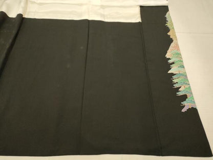 平和屋着物■豪華黒留袖　風景文　正絹　逸品　AABE3727fw