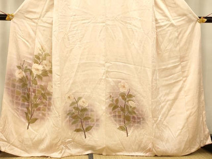平和屋着物■訪問着　草花格子文　暈し染め　正絹　逸品　AABE3730fw