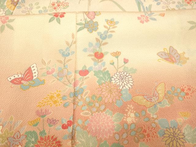 平和屋着物■訪問着　花蝶吉祥文様　暈し染め　金彩　正絹　逸品　AABE3732fw