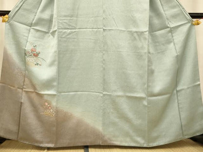 平和屋着物■訪問着　刺繍　花車文　暈し染め　金銀彩　正絹　逸品　AABE3738fw