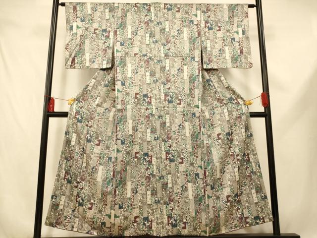 平和屋着物■上質な小紋　吉祥草花短冊文　金彩　正絹　逸品　AABE3742fw