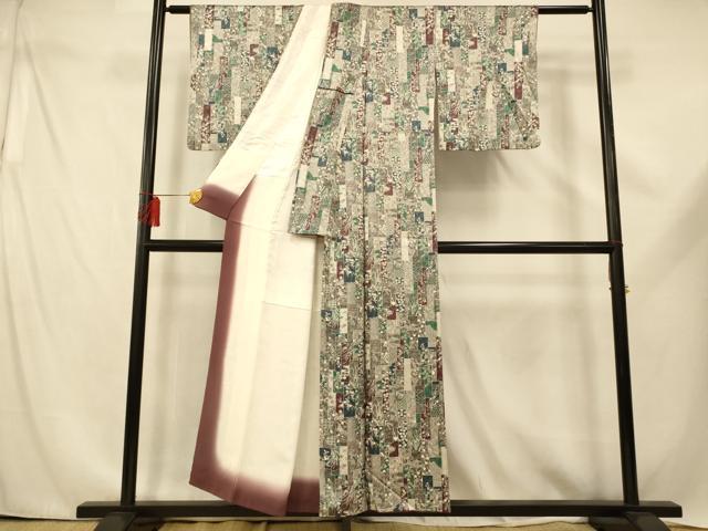 平和屋着物■上質な小紋　吉祥草花短冊文　金彩　正絹　逸品　AABE3742fw