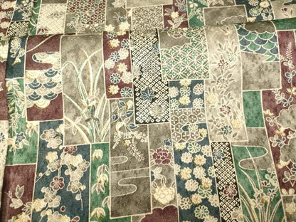 平和屋着物■上質な小紋　吉祥草花短冊文　金彩　正絹　逸品　AABE3742fw
