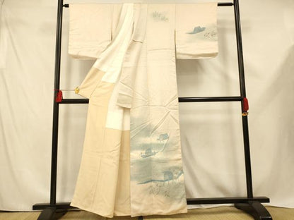 平和屋着物■訪問着　釣り人　暈し染め　正絹　逸品　AABE3746fw