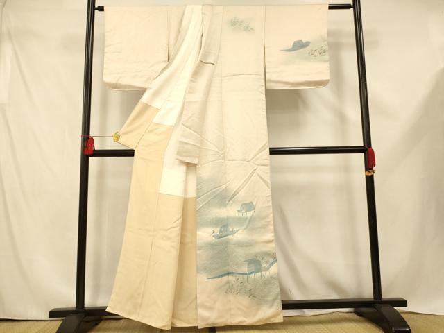 平和屋着物■訪問着　釣り人　暈し染め　正絹　逸品　AABE3746fw