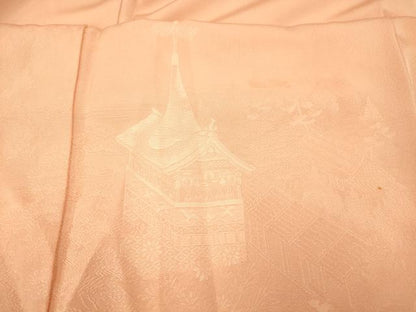 平和屋着物■色留訪問着　人物風景地紋　正絹　逸品　AABE3747fw