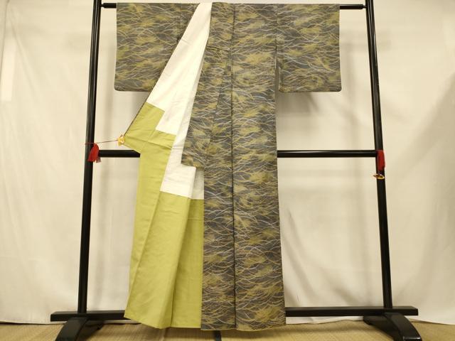 平和屋着物■上質な小紋　霞芝文　暈し染め　正絹　逸品　AABE3751fw