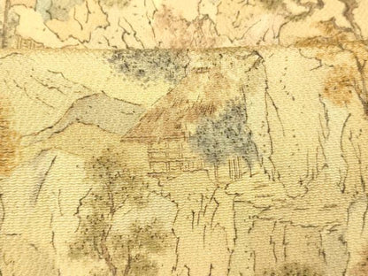 平和屋着物■上質な小紋　手描き　風景文　鬼しぼ縮緬　正絹　逸品　AABE3761fw