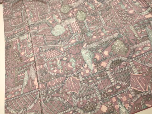 平和屋着物■上質な小紋　人物風景文　正絹　逸品　AABE3773fw