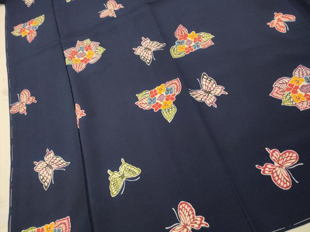 平和屋着物■上質な小紋　型染め　花蝶文　正絹　逸品　AABE3795fw