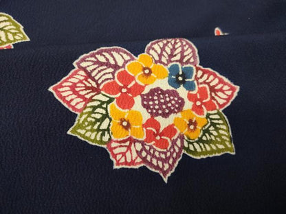 平和屋着物■上質な小紋　型染め　花蝶文　正絹　逸品　AABE3795fw