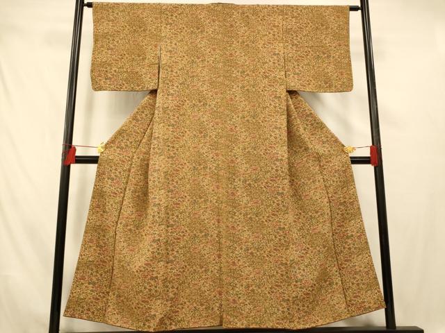 平和屋着物■上質な小紋　更紗花文　正絹　逸品　AABE3798fw