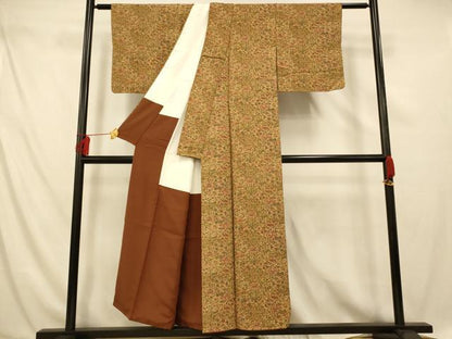 平和屋着物■上質な小紋　更紗花文　正絹　逸品　AABE3798fw