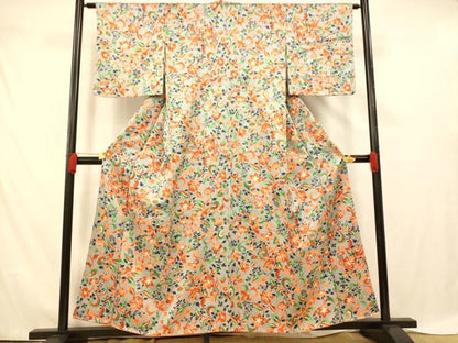平和屋着物■上質な小紋　更紗花鳥文　正絹　逸品　AABE3802fw