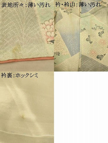 平和屋着物■上質な小紋　切り嵌め草花文　暈し染め　正絹　逸品　AABE3846fw