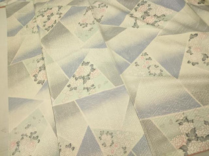 平和屋着物■上質な小紋　切り嵌め草花文　暈し染め　正絹　逸品　AABE3846fw
