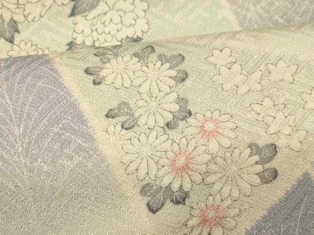 平和屋着物■上質な小紋　切り嵌め草花文　暈し染め　正絹　逸品　AABE3846fw