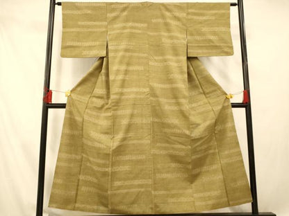 平和屋着物■上質な紬　横段文様　正絹　逸品　AABE3918fw