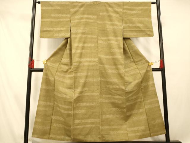 平和屋着物■上質な紬　横段文様　正絹　逸品　AABE3918fw