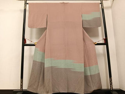 平和屋着物●訪問着　霞文　暈し染め　鬼しぼ縮緬　正絹　逸品　AABE3945ph