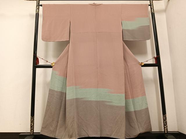 平和屋着物●訪問着　霞文　暈し染め　鬼しぼ縮緬　正絹　逸品　AABE3945ph