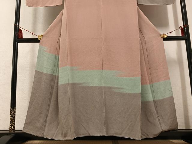 平和屋着物●訪問着　霞文　暈し染め　鬼しぼ縮緬　正絹　逸品　AABE3945ph