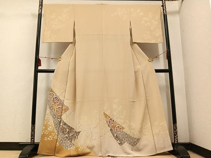 平和屋着物●訪問着　友禅　枝花文　暈し染め　正絹　逸品　AABE3948ph