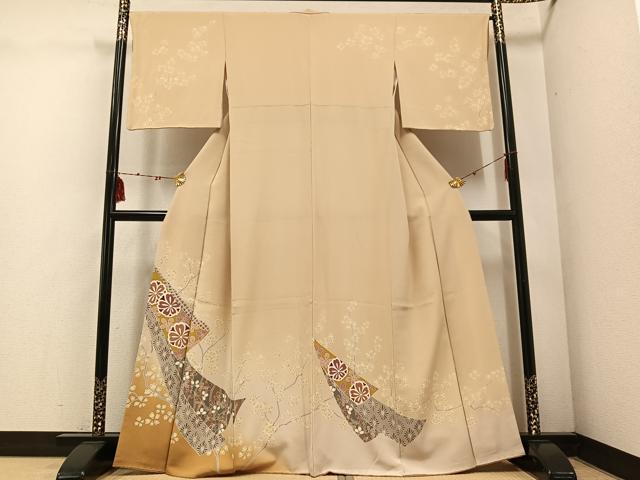 平和屋着物●訪問着　友禅　枝花文　暈し染め　正絹　逸品　AABE3948ph