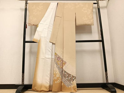 平和屋着物●訪問着　友禅　枝花文　暈し染め　正絹　逸品　AABE3948ph