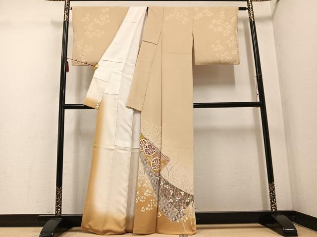 平和屋着物●訪問着　友禅　枝花文　暈し染め　正絹　逸品　AABE3948ph