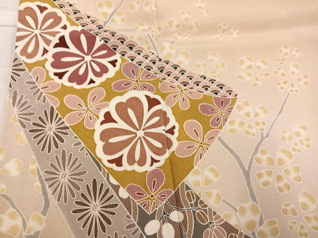 平和屋着物●訪問着　友禅　枝花文　暈し染め　正絹　逸品　AABE3948ph