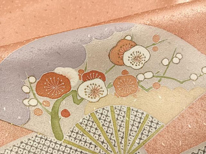 平和屋着物●訪問着 駒刺繍 松竹梅扇面花文 金彩 高島屋扱い 正絹 逸品 未使用 AABE3950ph
