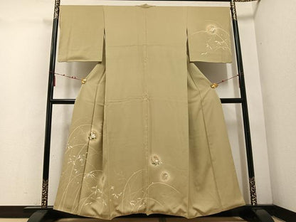平和屋着物●訪問着　友禅　草花文　暈し染め　金彩　ほていや扱い　正絹　逸品　AABE3954ph