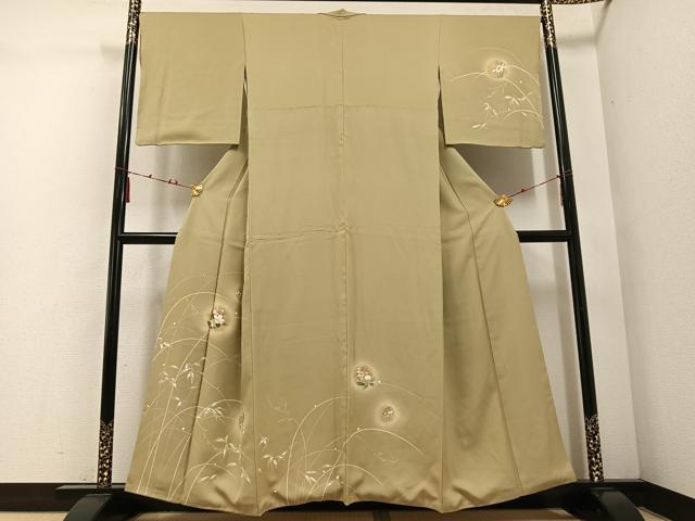 平和屋着物●訪問着　友禅　草花文　暈し染め　金彩　ほていや扱い　正絹　逸品　AABE3954ph